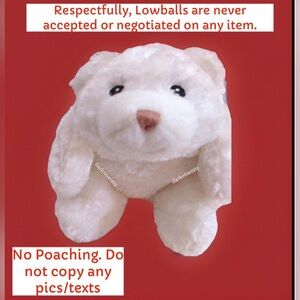 Gund Baby White Snuffles approx 6” Intentionally understuffed for softness.